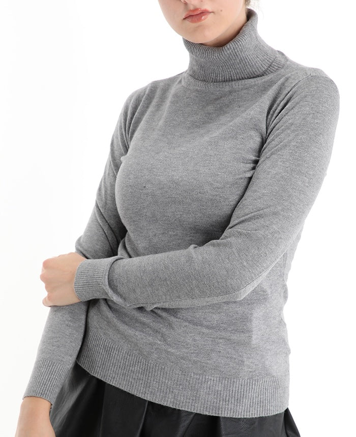 Damen Rollkragenpullover grau, one size