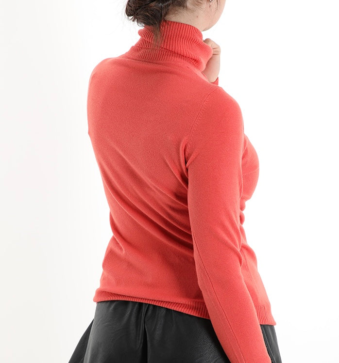Damen Rollkragenpullover orange, one size