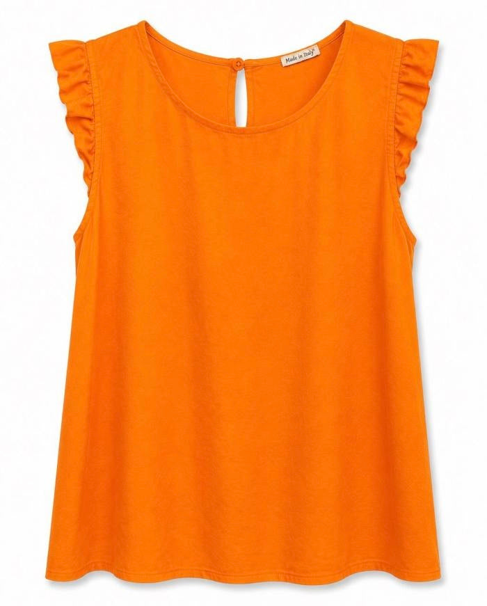 Damen Shirt mit Volant-Ärmel, orange, one size