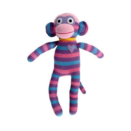 HICK UPs Kuscheltier Sockenaffe Midi Streifen rosa/lila 115L235