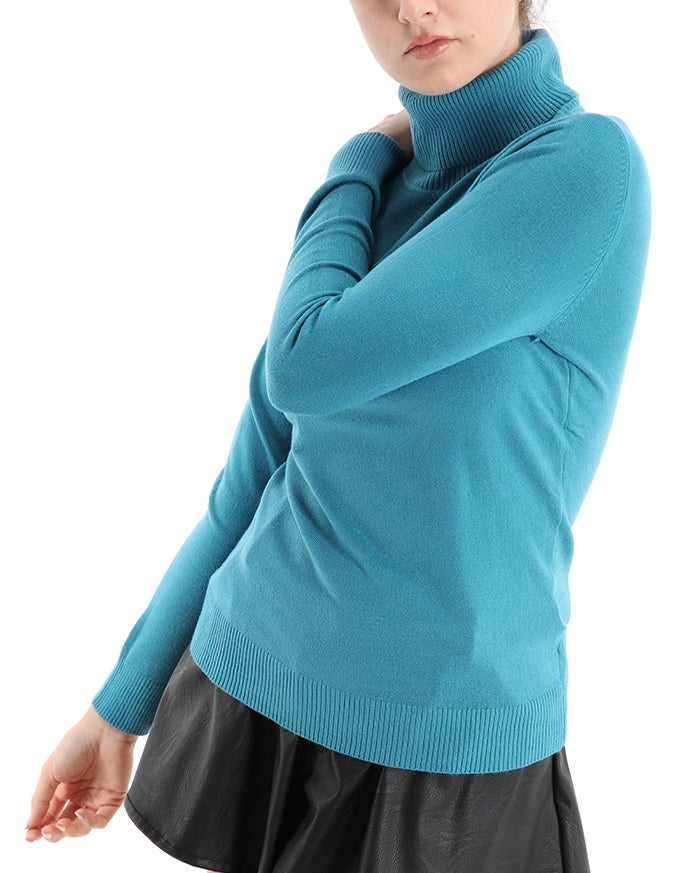 Damen Rollkragenpullover türkis, one size