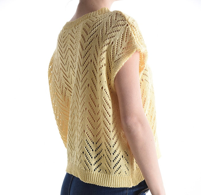 Damen Sommer-Strickpulli Baumwolle, gelb, one size