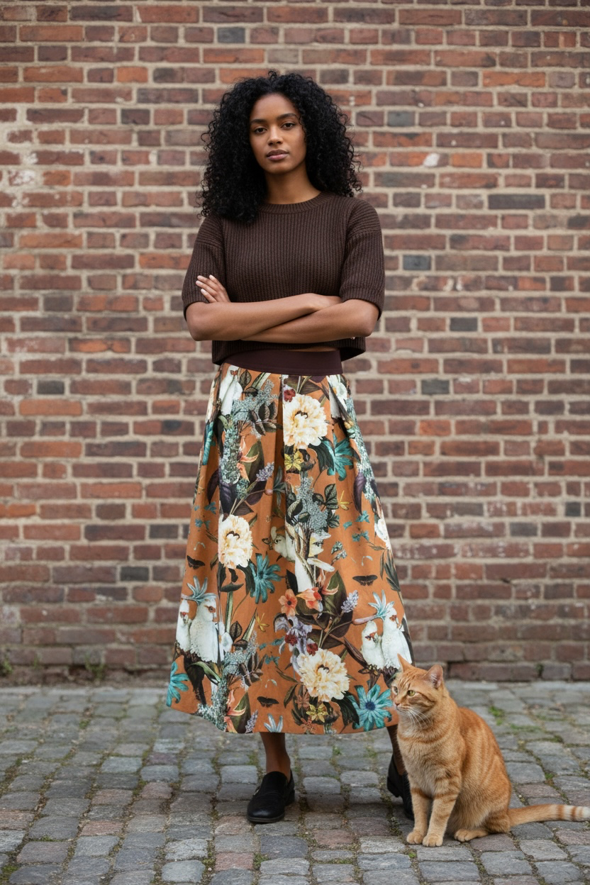 Damen-Rock Fauna&Flora orange