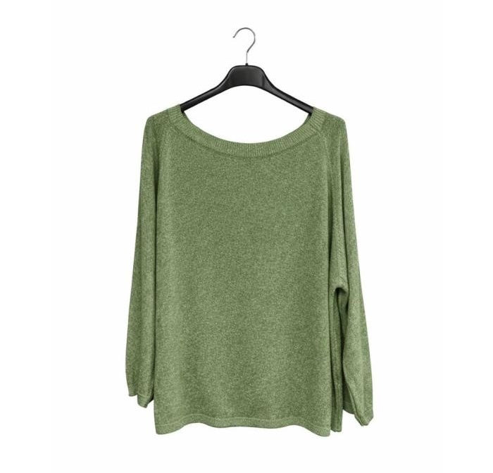 Damen Lurex Pullover grün
