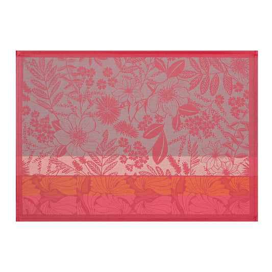 LE JACQAURD FRANCAIS Tischset Cottage fleury I rot 50x36cm, Baumwolle, fleckenabweisend