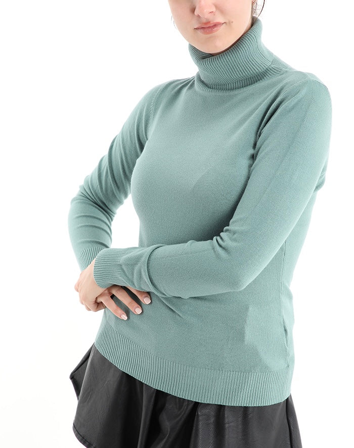 Damen Rollkragenpullover wasserblau, one size