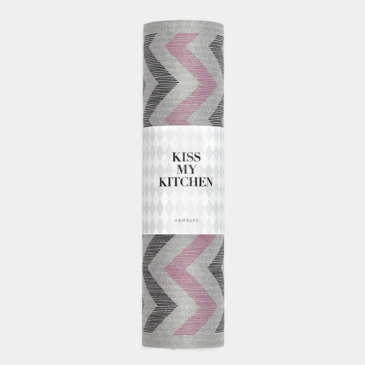 KISS MY KITCHEN Schwammtuch Rolle, ZickZack grau/schwarz/pink, 12 Stk. 24x25cm, wasch- und kompostierbar