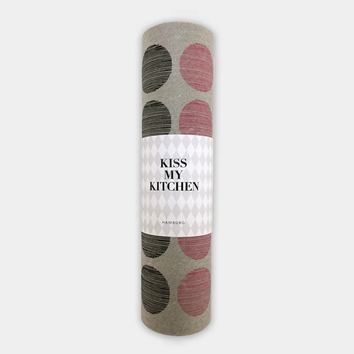 KISS MY KITCHEN Schwammtuch Rolle, Punkte grau/schwarz/pink, 12 Stk. 24x25cm, wasch- und kompostierbar