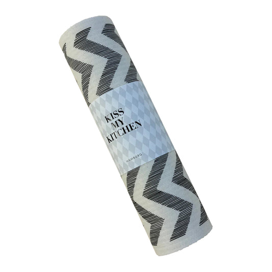 KISS MY KITCHEN Schwammtuch Rolle, ZickZack weiß/schwarz, 12 Stk. 24x25cm, wasch- und kompostierbar
