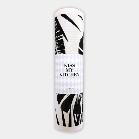 KISS MY KITCHEN Schwammtuch Rolle, Urban Jungle weiß/schwarz, 12 Stk. 24x25cm, wasch- und kompostierbar