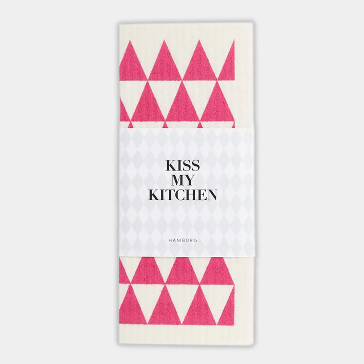KISS MY KITCHEN Schwammtuch, Dreiecke weiß/pink, 17x20cm, wasch- und kompostierbar