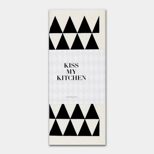 KISS MY KITCHEN Schwammtuch, Dreiecke weiß/schwarz, 17x20cm, wasch- und kompostierbar