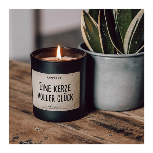 HAPPYSOY Duftkerze mit Spruch - Eine Kerze voller Glück - und wundervollem Duft