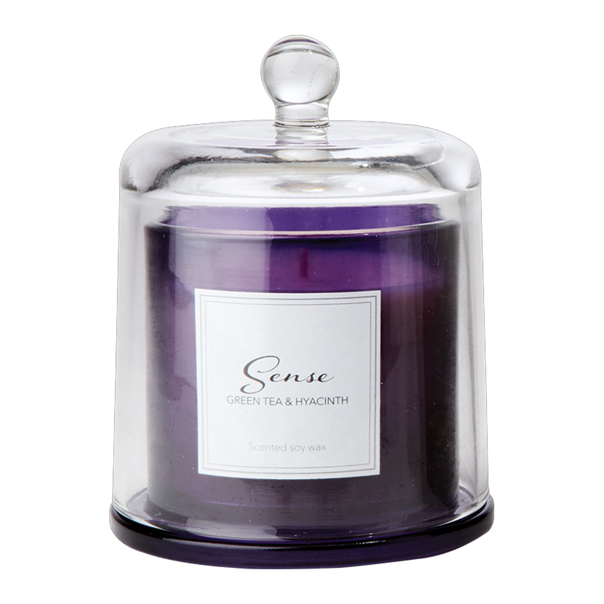 SENSE Duftkerze mit Glas-Glocke Green Tea & Hyacinth I violett