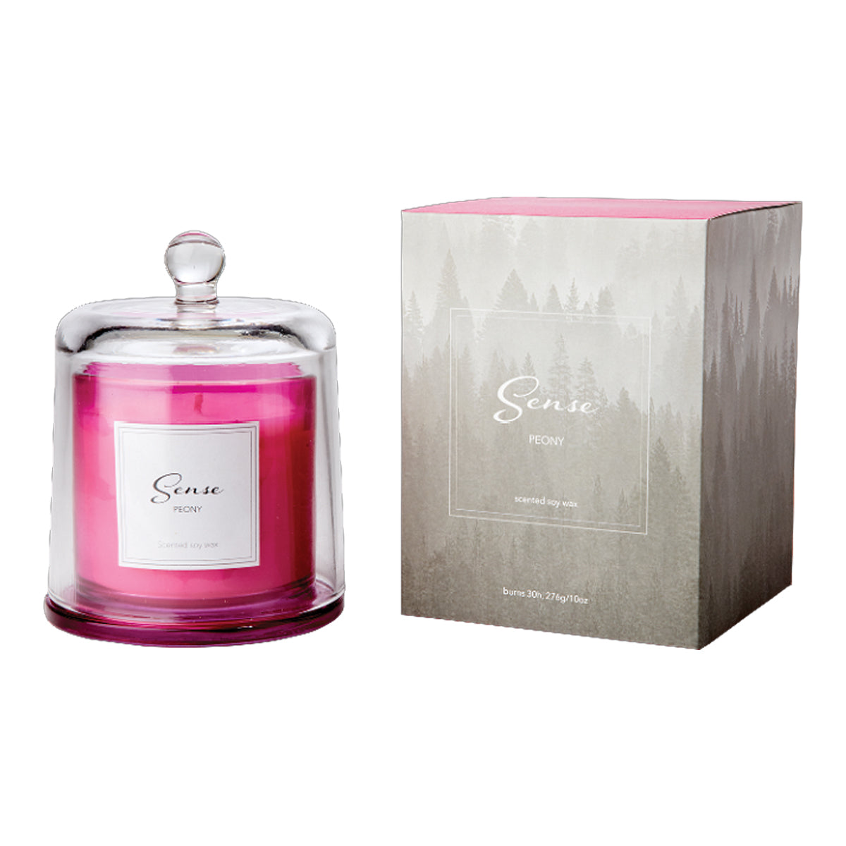 SENSE Duftkerze mit Glas-Glocke Peony I Pfingsrose, pink
