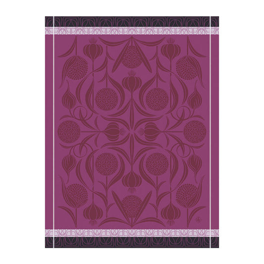 LE JACQAURD FRANCAIS Geschirrtuch, 60x80 cm, L'ail I Knoblauch I Jugendstil fuchsia lila