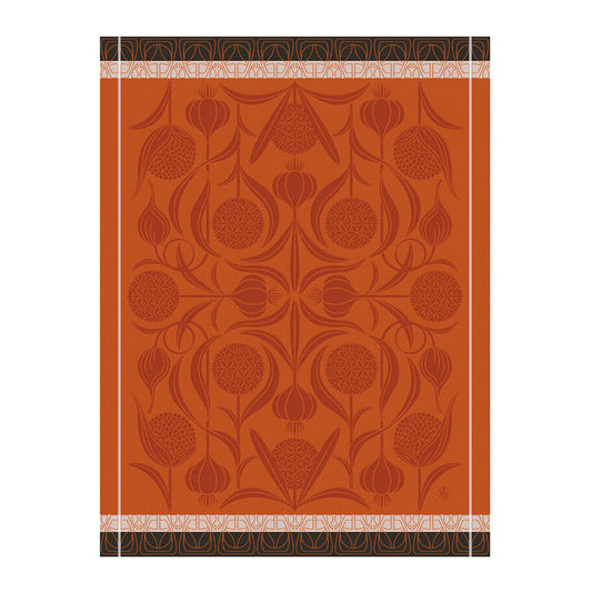 LE JACQAURD FRANCAIS Geschirrtuch, 60x80 cm, L'ail I Knoblauch I Jugendstil orange