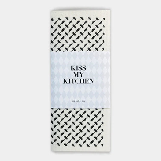 KISS MY KITCHEN Schwammtuch, Pali weiß/schwarz, 17x20cm, wasch- und kompostierbar
