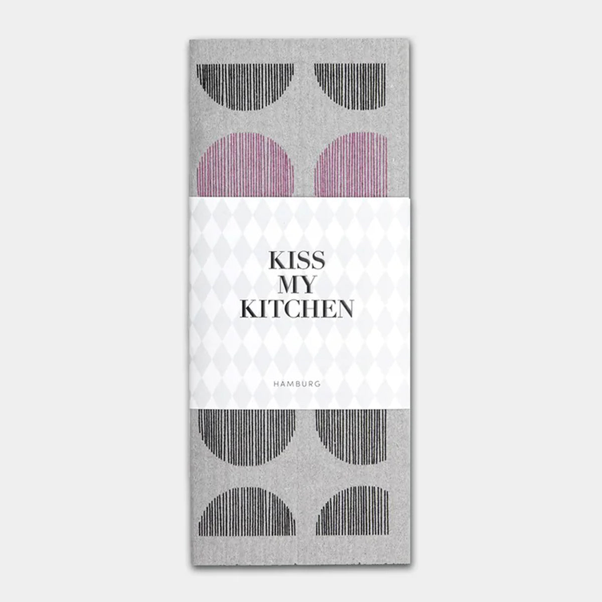 KISS MY KITCHEN Schwammtuch, Punkte grau/schwarz/pink, 17x20cm, wasch- und kompostierbar