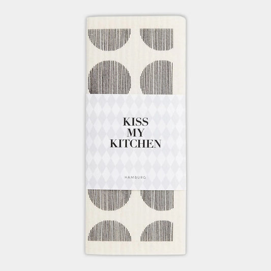 KISS MY KITCHEN Schwammtuch, Punkte weiß/schwarz, 17x20cm, wasch- und kompostierbar