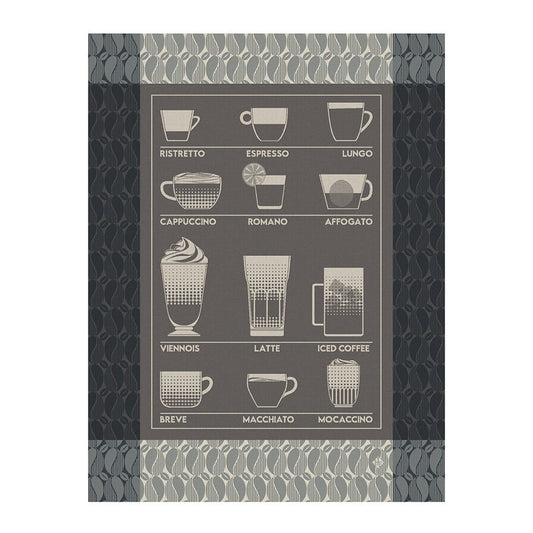 LE JACQAURD FRANCAIS Geschirrtuch, 60x80 cm, Kaffee Barista schwarz