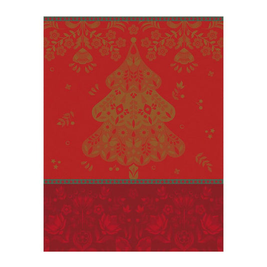 LE JACQAURD FRANCAIS Geschirrtuch, 60x80 cm, Féerie I Weihnachtsbaum rot