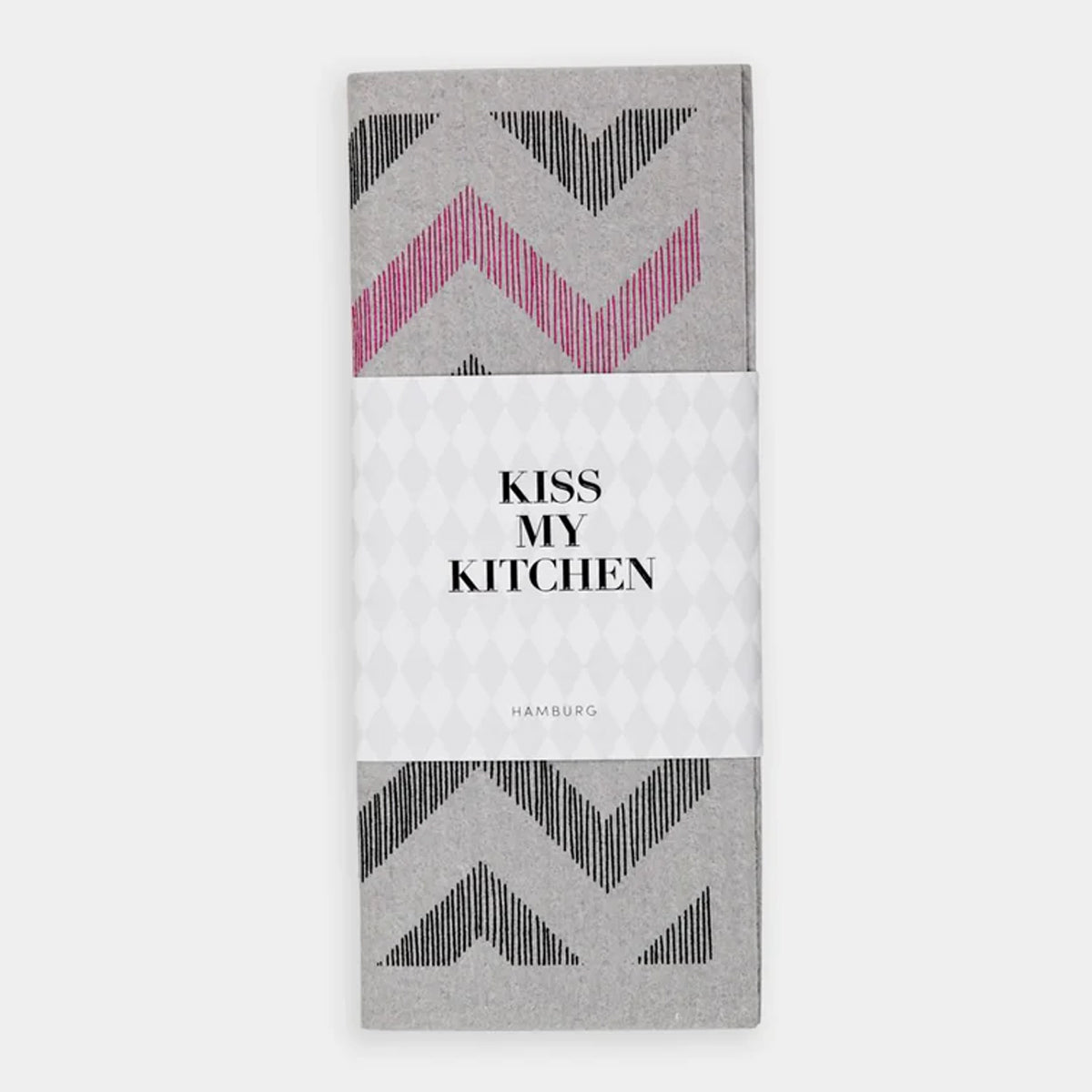 KISS MY KITCHEN Schwammtuch, ZickZack grau/schwarz/pink, 17x20cm, wasch- und kompostierbar