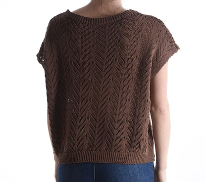 Damen Sommer-Strickpulli Baumwolle, braun, one size