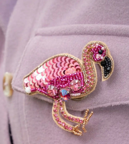 Brosche Flamingo (Schnabel zeigt nach rechts)