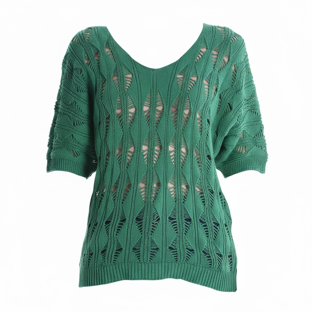 Damen Strickpulli Kurzarm, grün, one size