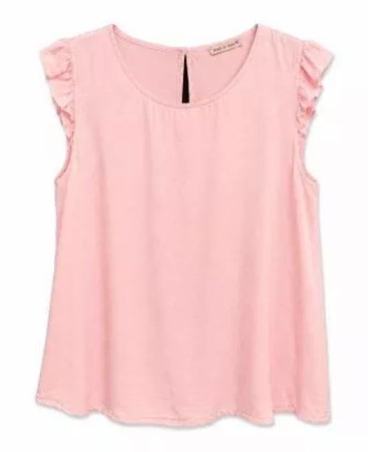 Damen Shirt mit Volant-Ärmel, rosa, one size