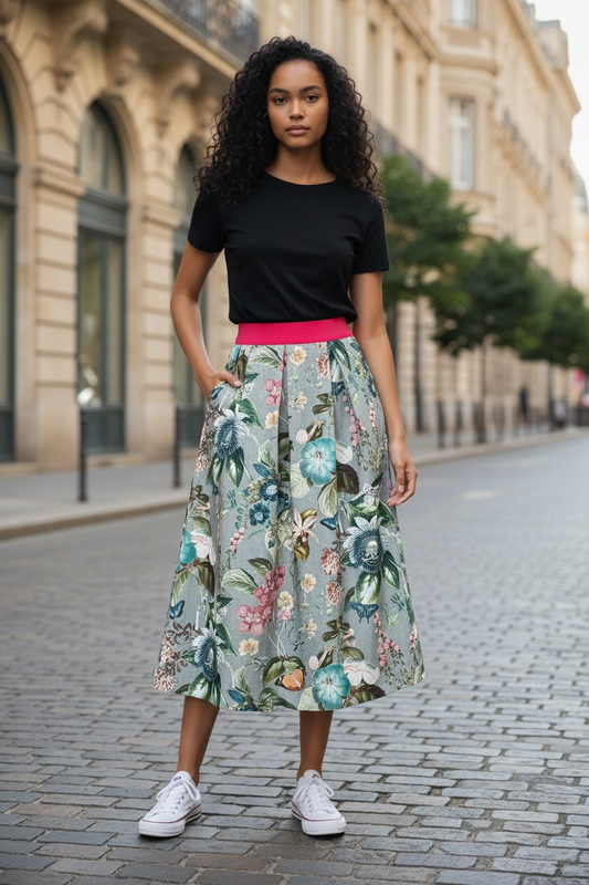 Damen-Rock Passionsblume grau
