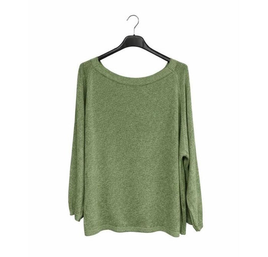 Damen Lurex Pullover grün