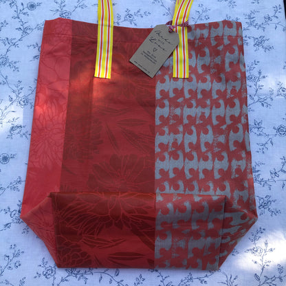 CASAROSA Shopping-Bag, orange rot grau #zin04 aus Baumwolle, wasser- und schmutzabweisend, 29x40x13 cm