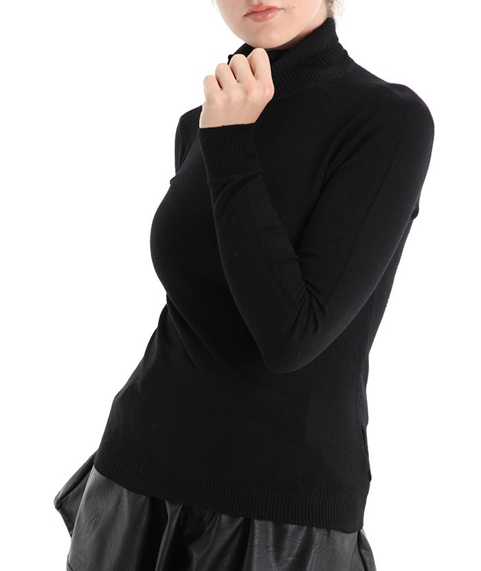 Damen Rollkragenpullover schwarz, one size