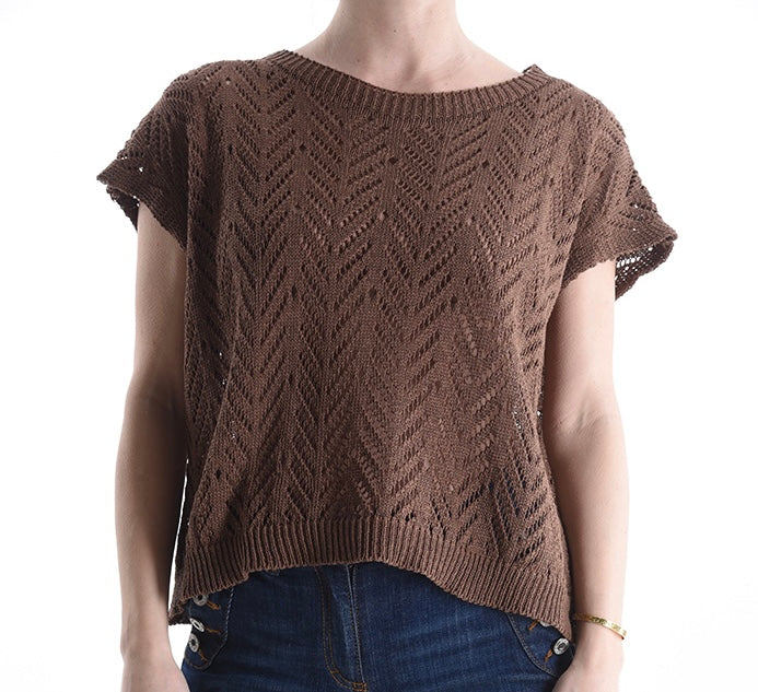 Damen Sommer-Strickpulli Baumwolle, braun, one size