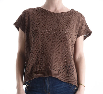 Damen Sommer-Strickpulli Baumwolle, braun, one size