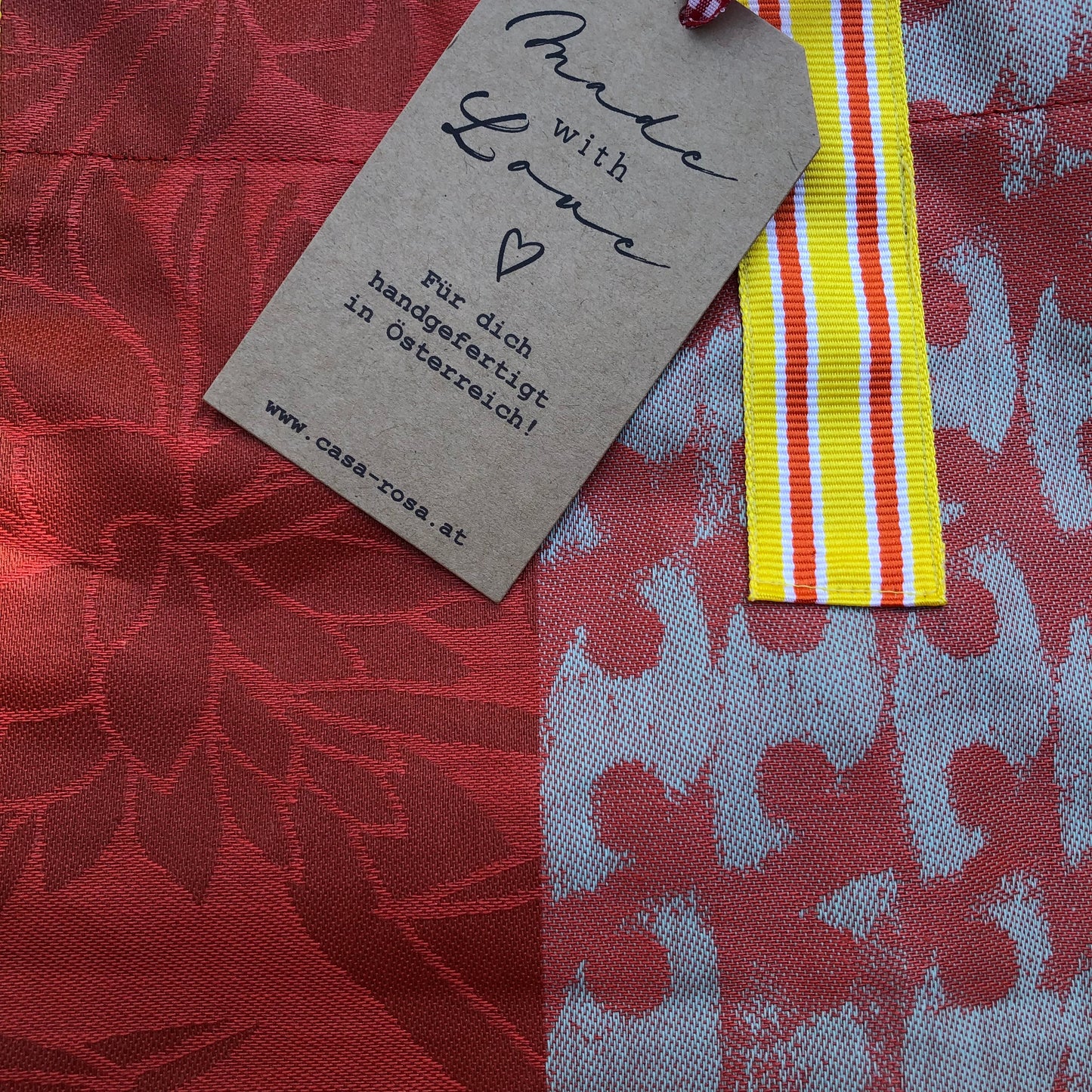 CASAROSA Shopping-Bag, orange rot grau #zin04 aus Baumwolle, wasser- und schmutzabweisend, 29x40x13 cm