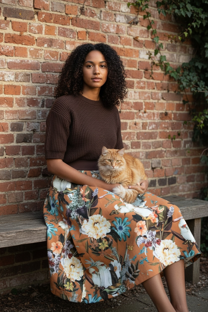 Damen-Rock Fauna&Flora orange