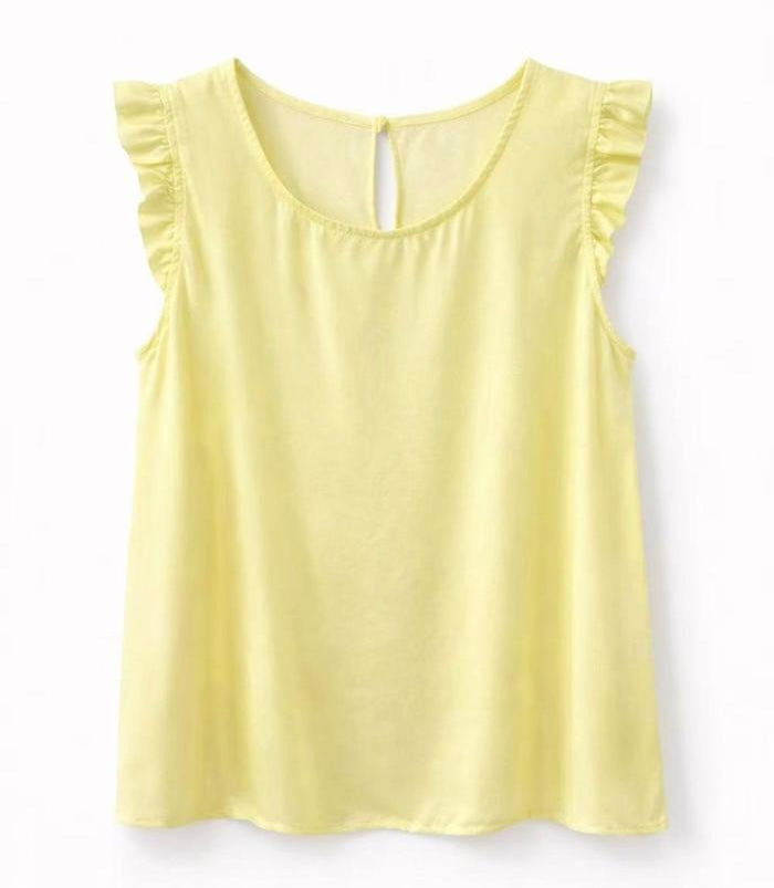 Damen Shirt mit Volant-Ärmel, gelb, one size