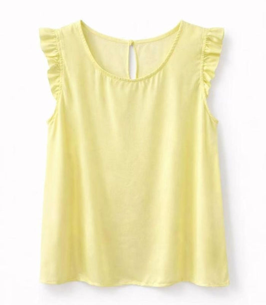 Damen Shirt mit Volant-Ärmel, gelb, one size