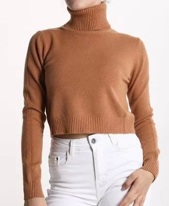 Damen Rollkragenpullover bronze, kurz, one size