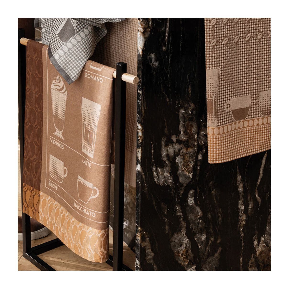 LE JACQUARD FRANCAIS Geschirrtuch, 60x80 cm, Kaffee Barista braun