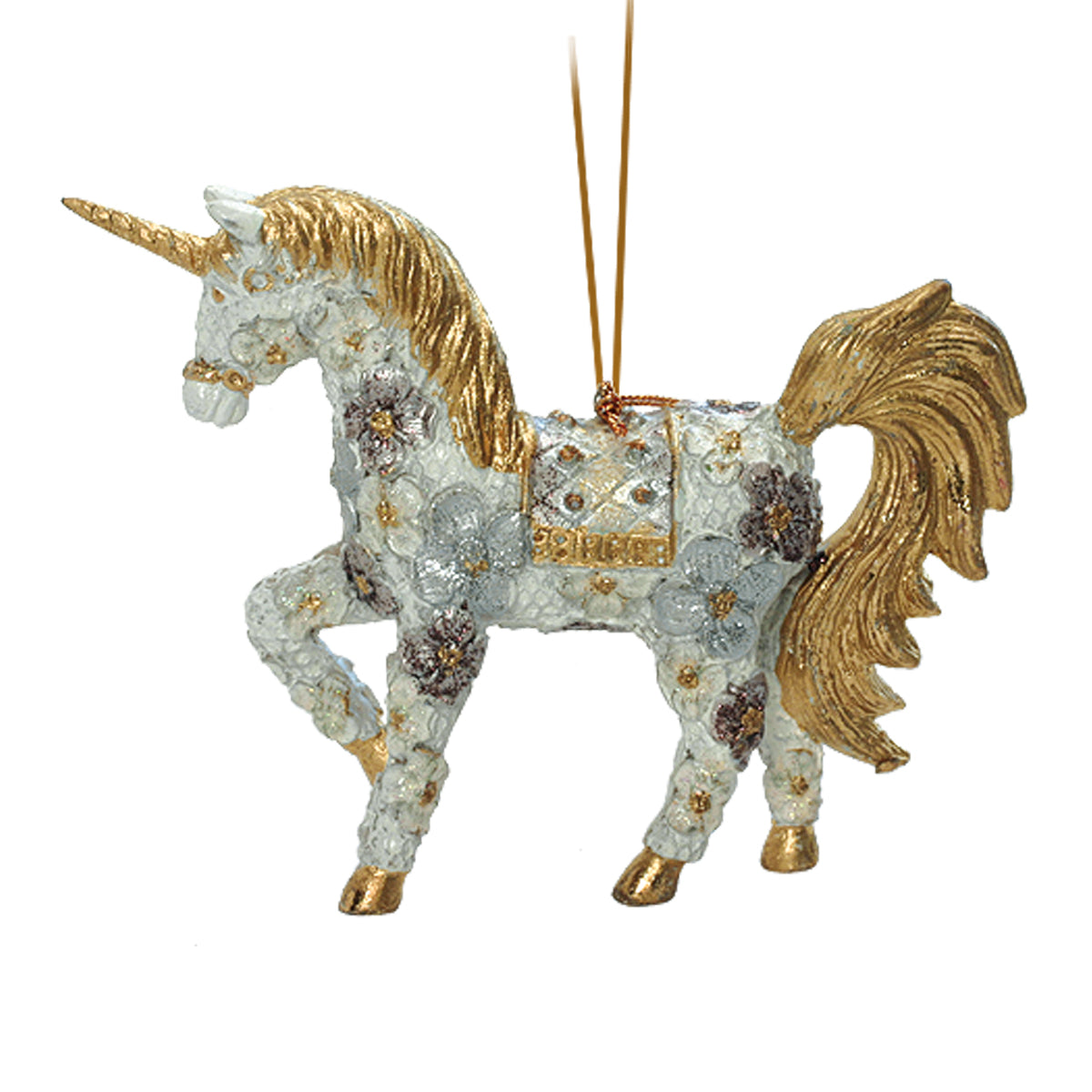 Cristbaum Schmuck Anhänger Einhorn weiss/gold 15 cm