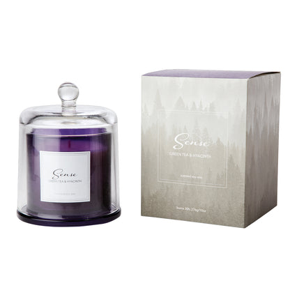 SENSE Duftkerze mit Glas-Glocke Green Tea & Hyacinth I violett