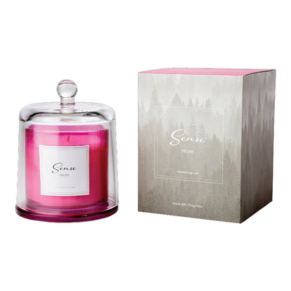 SENSE Duftkerze mit Glas-Glocke Peony I Pfingsrose, pink