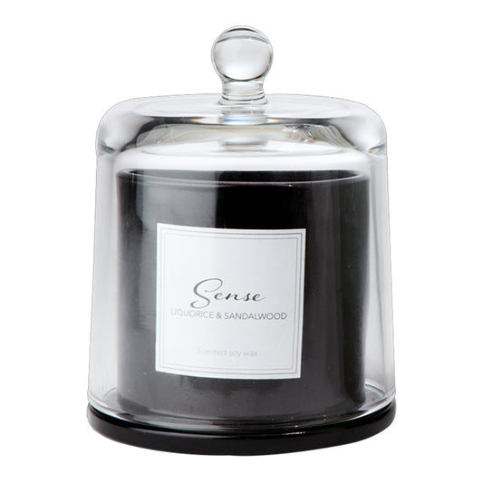SENSE Duftkerze mit Glas-Glocke Liquorice & Sandalwood I Lakritz & Sandelholz I schwarz