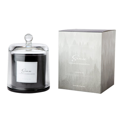 SENSE Duftkerze mit Glas-Glocke Liquorice & Sandalwood I Lakritz & Sandelholz I schwarz