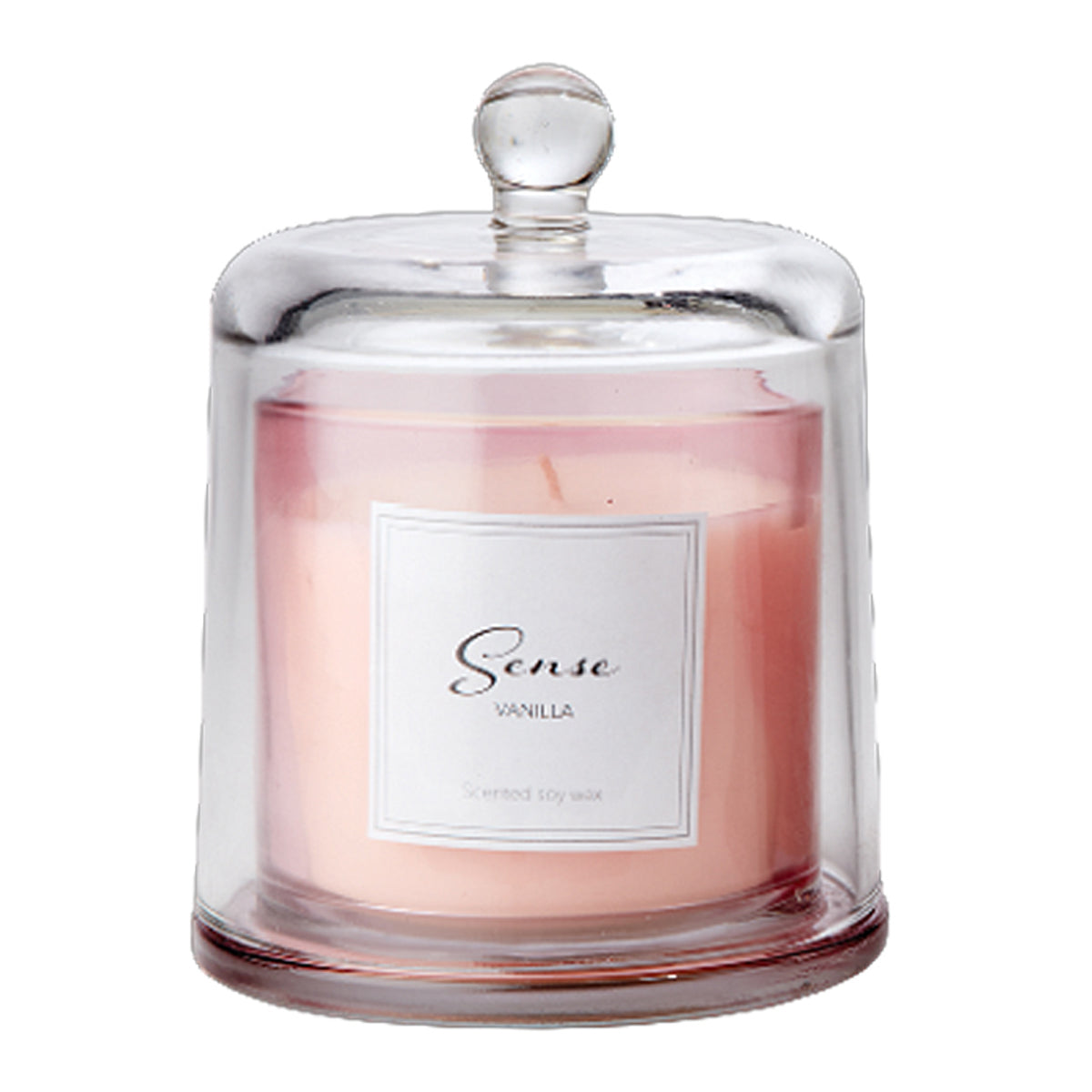 SENSE Duftkerze mit Glas-Glocke Vanilla I Vanille, hellrosa