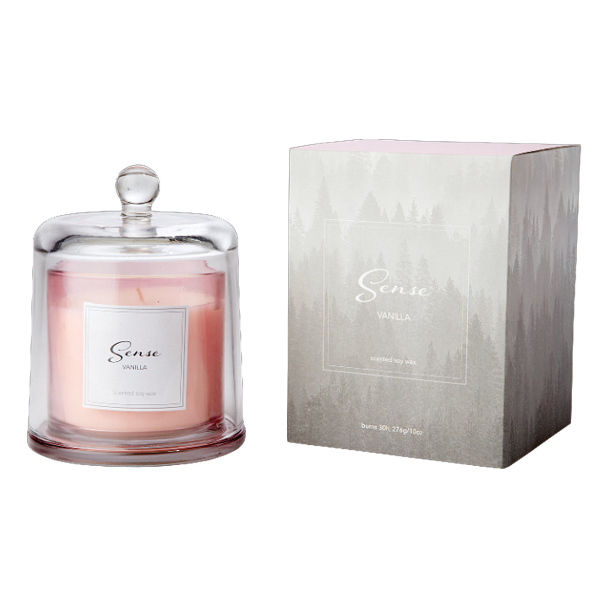 SENSE Duftkerze mit Glas-Glocke Vanilla I Vanille, hellrosa